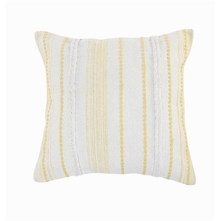 LR HOME LR Home PILLO07569SUNFFPL Yellow Textured & Striped Square Throw Pillow - 20 x 20 in. PILLO07569SUNFFPL